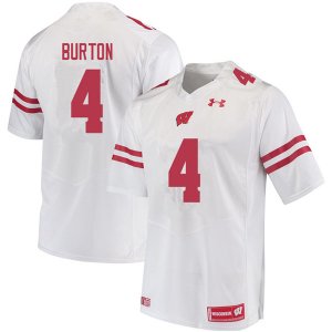 Men's Wisconsin Badgers NCAA #4 Donte Burton White Authentic Under Armour Stitched College Football Jersey LV31N33OR
